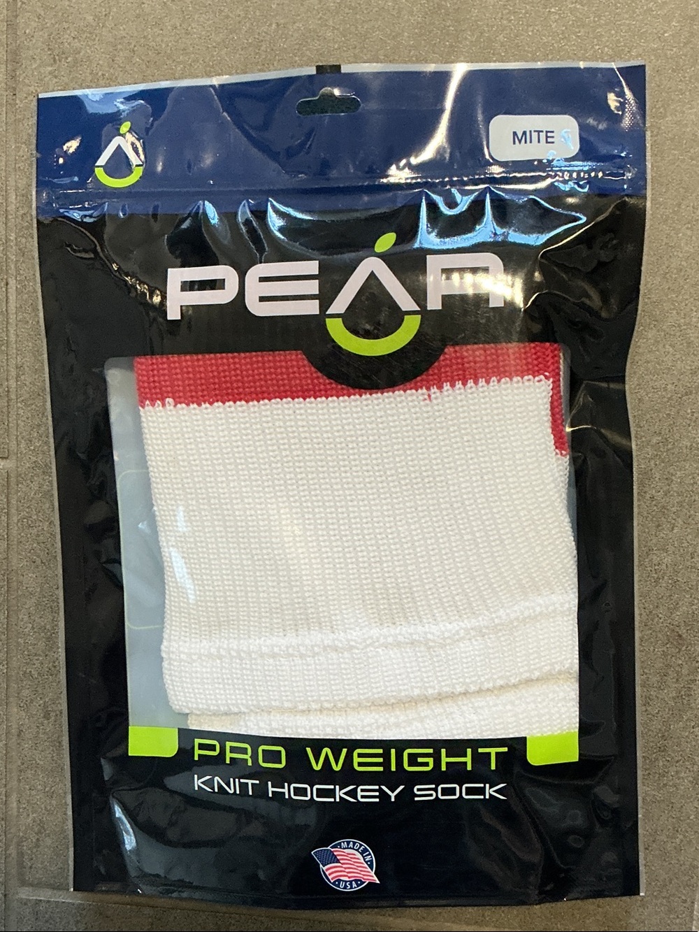 Pear Sox Pro Weight knit hockey socks Pro Weight Knit Hockey Sock White  Red Top